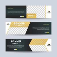 Set of three professional corporate business banners template with place for photo. Vector design EPS 10