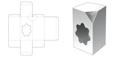 1 Chamfered corner tall box with freeform shaped window die cut template vector