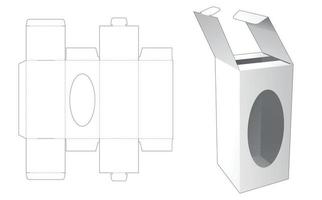 caja abatible de punto cerrado con plantilla troquelada de ventana vector