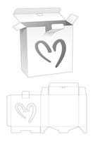 Locked point tin box with heart window die cut template vector