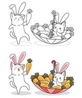 Bunny cats and carrots cartoon coloring page