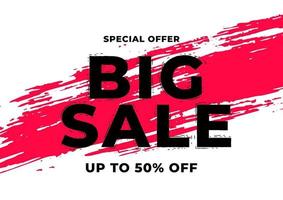 Big sale banner template. Sale poster with brush strokes. vector