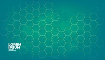 Green geometric vector hexagons digital technology background.