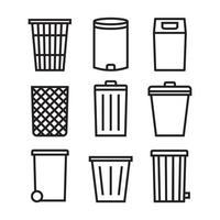 Trash can icon set. Trash can line icons collection for web apps and mobile concept. vector