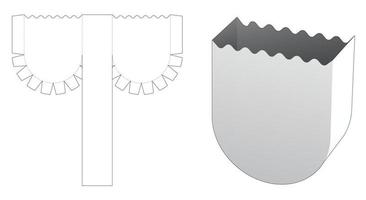 contenedor de embalaje con plantilla troquelada de borde curvo vector