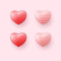 Heart icon set. Red and pink heart for Valentine's day. vector