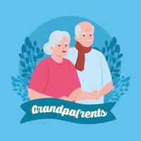 banner de celebración del día de los abuelos feliz con una linda pareja de ancianos vector