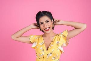 Portrait of a fashionable woman in studio photo