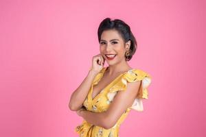 Portrait of a fashionable woman in studio photo