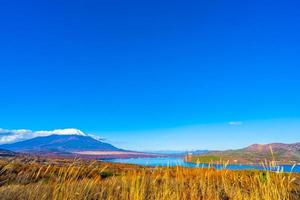 Fuji mountain at Yamanakako or Yamanaka lake in Japan photo