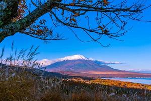 Fuji mountain at Yamanakako or Yamanaka lake in Japan photo