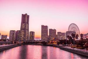 Yokohama city skyline at twilight photo