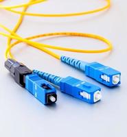 Blue and yellow fiberoptic cables photo