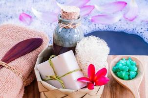 Oil and soap in a basket photo