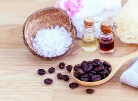 Sugar scrub and coffee beans photo