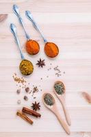 Dried spices flat lay