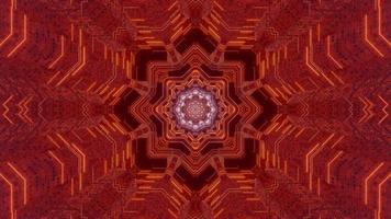 Red and blue floral 3D kaleidoscope design illustration for background or texture photo
