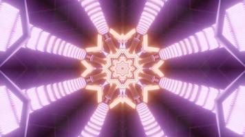 Purple and orange floral 3D kaleidoscope design illustration for background or texture photo