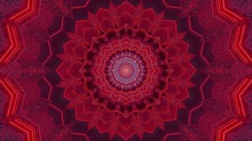 Blue and red floral 3D kaleidoscope design illustration for background or texture photo