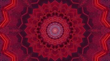 Blue and red floral 3D kaleidoscope design illustration for background or texture photo