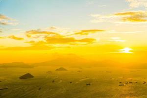 Sunset over the sea at Hong Kong city, China photo