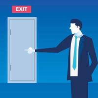 Scene of a businessman showing the exit vector