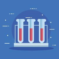 Laboratory test tubes in blue background vector