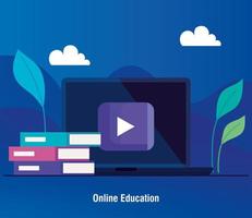 Online education technology with a laptop vector