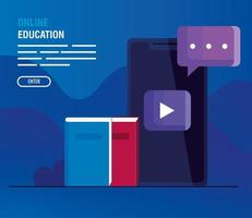 Online education technology with smartphone vector