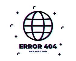 error 404 glitch planet vector