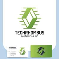 Tech rhombus icon and business card vector