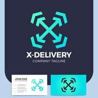delivery letter x arrow sign and business card vector