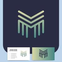 letter m line icon and business card vector