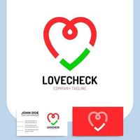 heart check icon and business card vector