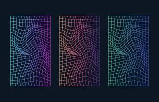 Grid Cyberpunk background Style Set vector