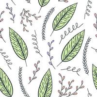 hand drawn leaf seamless pattern vector