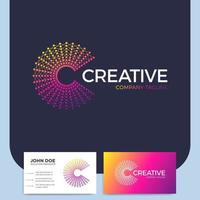 creative abstract letter c and business card vector