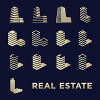 build simple icon set and letter l for real estate vector