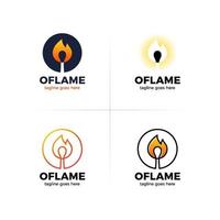 flame match letter o logo set vector