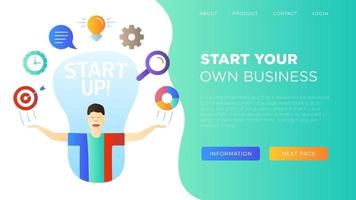 start up landing page or illustration with character vector