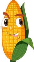 Cute corn cartoon character with face expression on white background vector