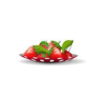 Platillo con fresas aislado sobre un fondo blanco para tu creatividad vector