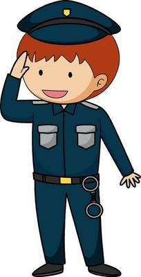 A police officer doodle cartoon character isolated