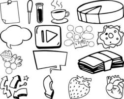 Set of item and symbol hand drawn doodle vector