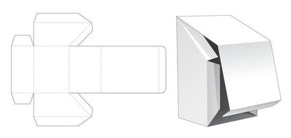 Chamfered flip box with bottom opening point die cut template vector