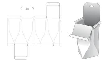 caja de embalaje abatible curvada con plantilla troquelada de orificio para colgar vector