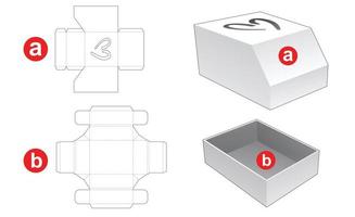 Box and chamfered lid with heart window die cut template vector