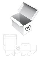 Auto lock rectangular box with heart shaped window die cut template vector