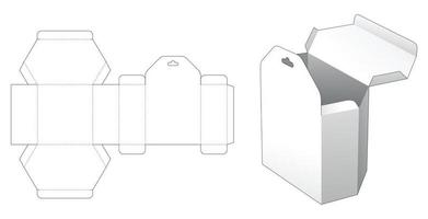 plantilla troquelada caja hexagonal agujero colgante vector