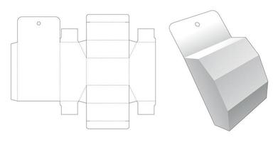 Top and bottom chamfered box with hanging hole die cut template vector